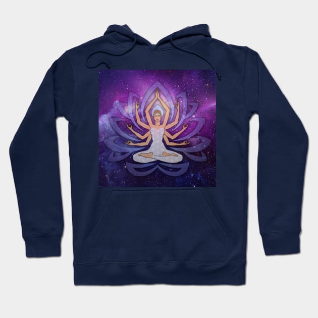 Violet Lotus and Woman with many Arms Hoodie by MandalaSoul